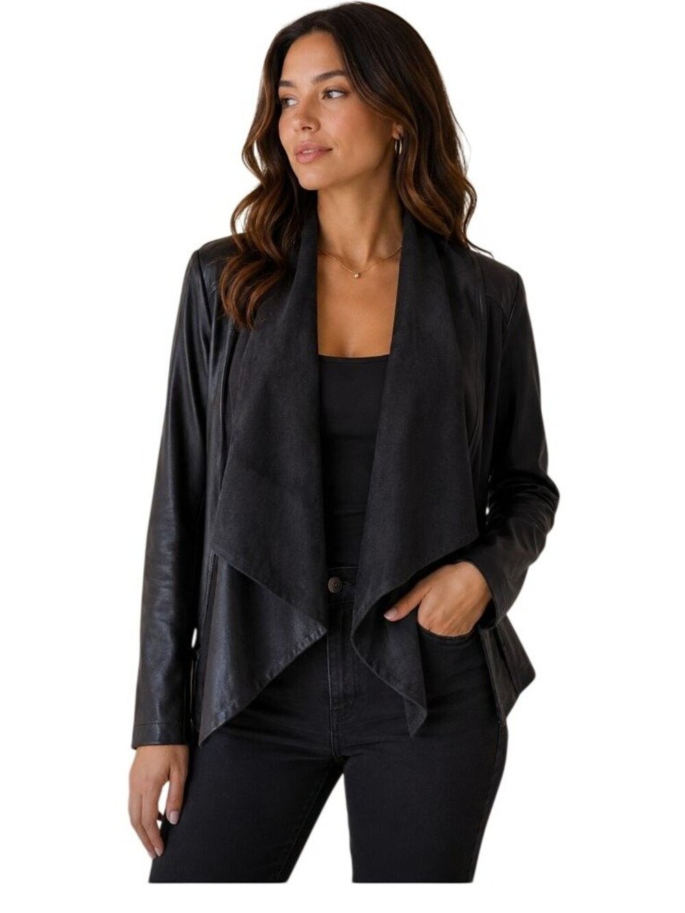 Kut from the Kloth 'Ana' Faux Leather Drape Front Jacket NWT - Size S